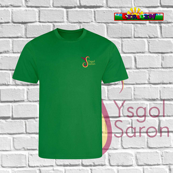 Ysgol Saron Gym T-Shirt Green (JustCool 100% Polyester)