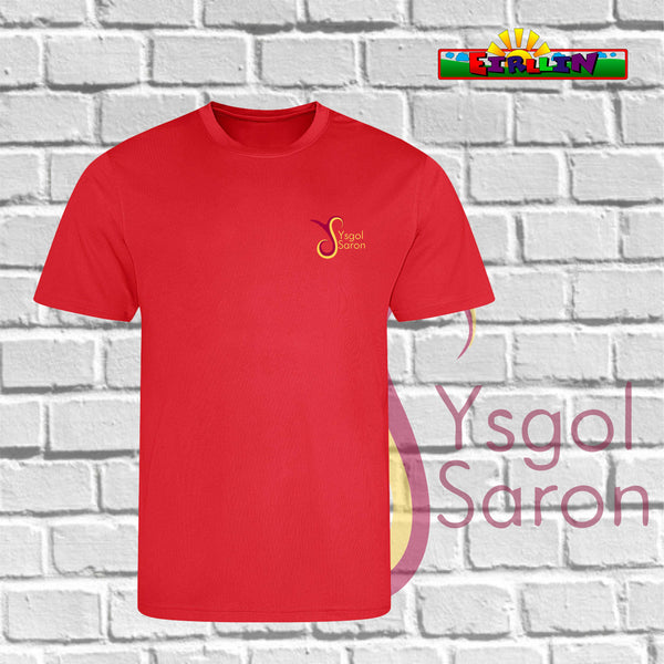 Ysgol Saron Gym T-Shirt Red (JustCool 100% Polyester)