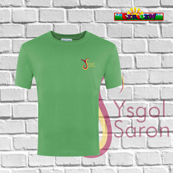 Ysgol Saron Gym T-Shirt Green Cotton