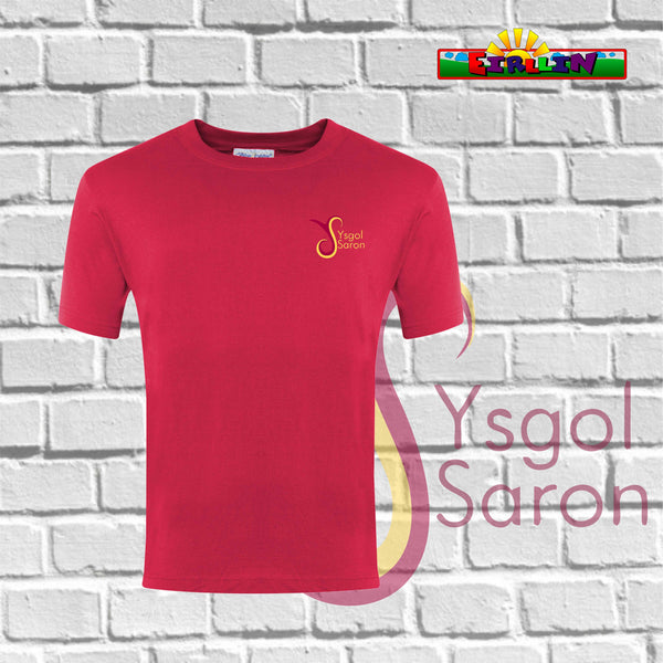 Ysgol Saron Gym T-Shirt Red Cotton