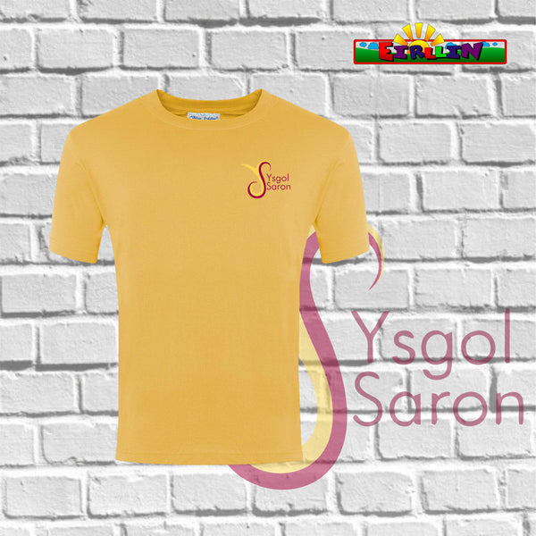 Ysgol Saron Gym T-Shirt Yellow Cotton