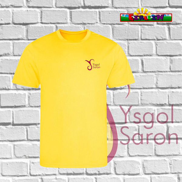 Ysgol Saron Gym T-Shirt Yellow (JustCool 100% Polyester)
