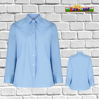 Trutex Twin Pack Blue Girls Blouse Short & Long Sleeve  - Clearance