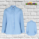 Trutex Twin Pack Blue Girls Blouse Short & Long Sleeve  - Clearance