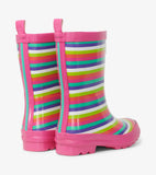 Rainbow Stripes Shiny Rain Boots