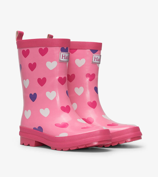Hatley Scattered Hearts Shiny Rain Boots