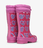 Hatley Twisty Rainbow Hearts Sherpa Lined Rain Boots