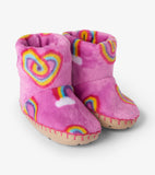 Hatley Twisty Rainbow Hearts Fleece Slippers