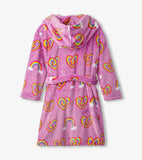 Hatley Twisty Rainbow Hearts Fuzzy Fleece Robe