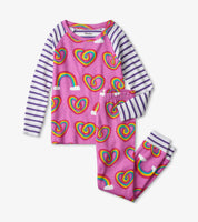 Hatley Twisty Rainbow Hearts  cotton Pajama set